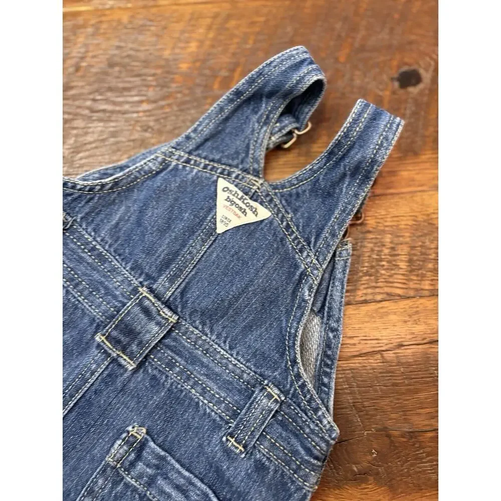 EUC Oshkosh Vintage Denim Dress Size 12 Months Butterflies